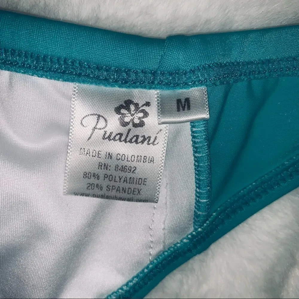 S & M Skirt With Attached Bottom & top Sea Green Solid Pualani Bikini Beachwear - Picture 7 of 12